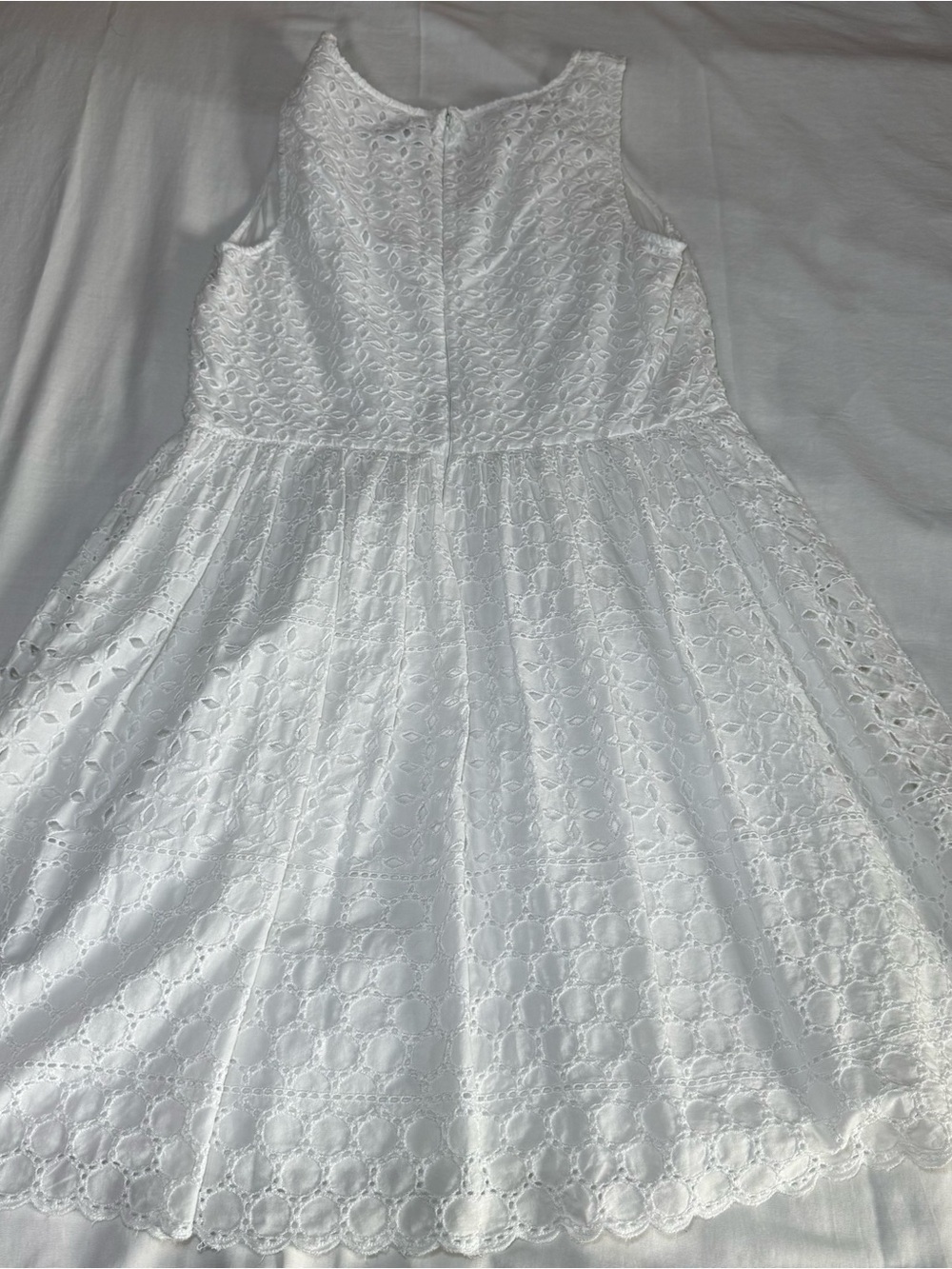Old Navy Lined Y2K Dress Size 12 Cotton Tank Peasant Cottage core White Eyelet - Picture 8 of 8